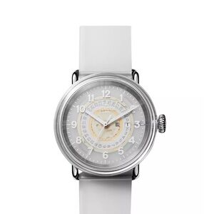 Shinola Silver-Tone Watch with White Strap